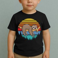 Funny Lazy Sloth Retro Sunset 1 Toddler T-Shirt