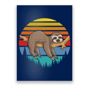 Funny Lazy Sloth Retro Sunset 1 Poster