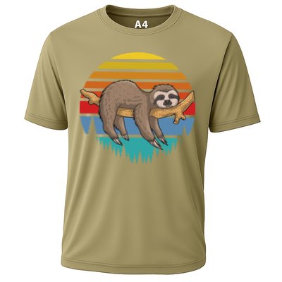 Funny Lazy Sloth Retro Sunset 1 Performance Shirt