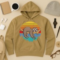 Funny Lazy Sloth Retro Sunset 1 Hoodie