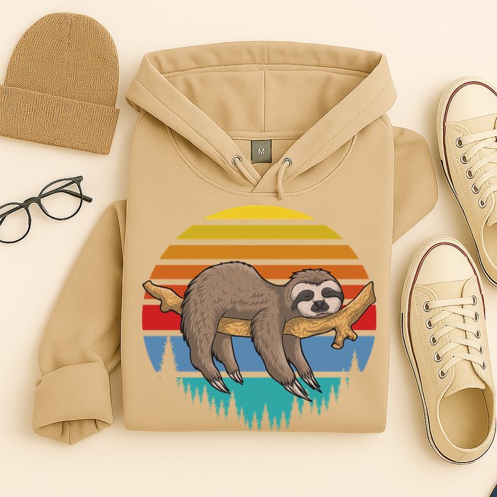 Funny Lazy Sloth Retro Sunset 1 Hoodie