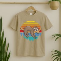 Funny Lazy Sloth Retro Sunset 1 T-Shirt