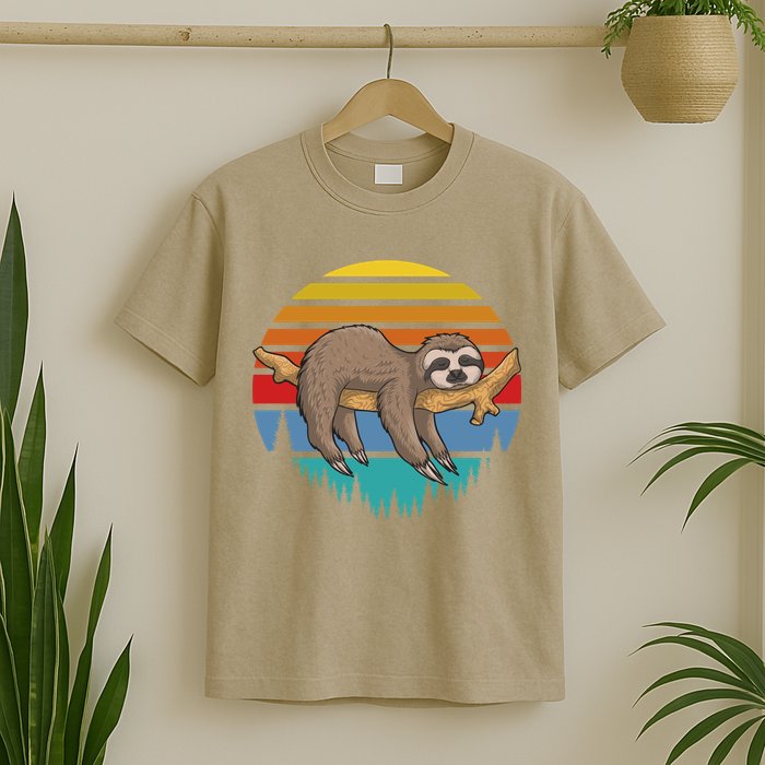 Funny Lazy Sloth Retro Sunset 1 T-Shirt