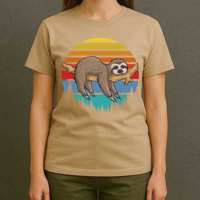 Funny Lazy Sloth Retro Sunset 1 T-Shirt