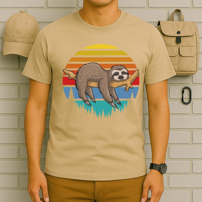 Funny Lazy Sloth Retro Sunset 1 T-Shirt