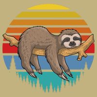 Funny Lazy Sloth Retro Sunset 1 Button