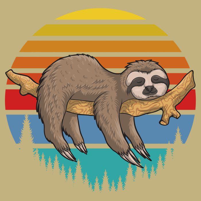 Funny Lazy Sloth Retro Sunset 1 Button