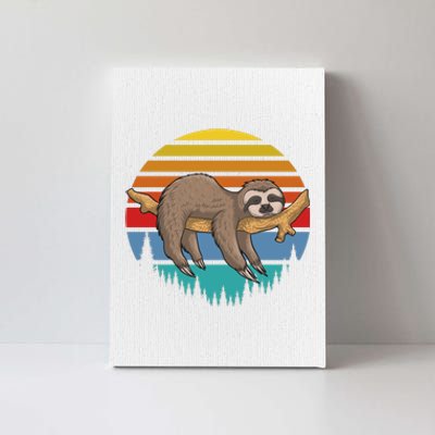 Funny Lazy Sloth Retro Sunset 1 Canvas