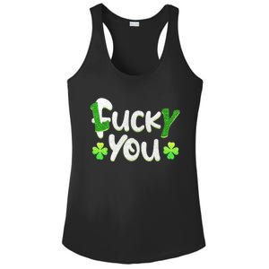 Funny Leprechaun Shamrock Fuck Lucky You St Patricks Day Ladies PosiCharge Competitor Racerback Tank