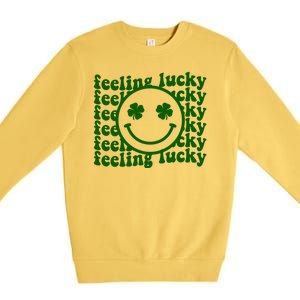 Feeling Lucky Smiley Irish Clover Premium Crewneck Sweatshirt