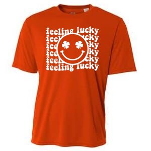 Feeling Lucky Smiley Irish Clover Cooling Performance Crew T-Shirt