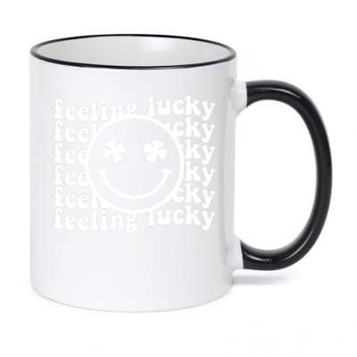 Feeling Lucky Smiley Irish Clover 11oz Black Color Changing Mug