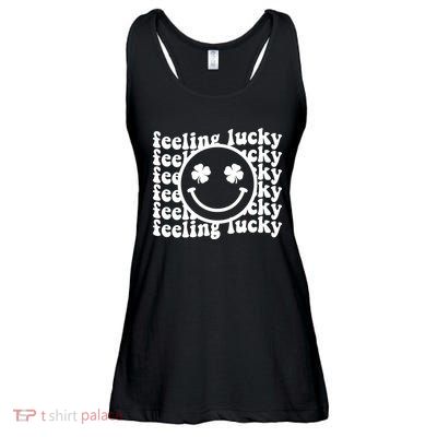 Feeling Lucky Smiley Irish Clover Ladies Essential Flowy Tank