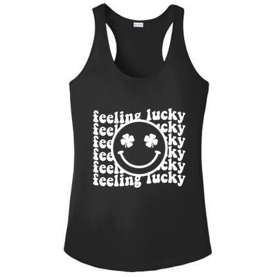 Feeling Lucky Smiley Irish Clover Ladies PosiCharge Competitor Racerback Tank