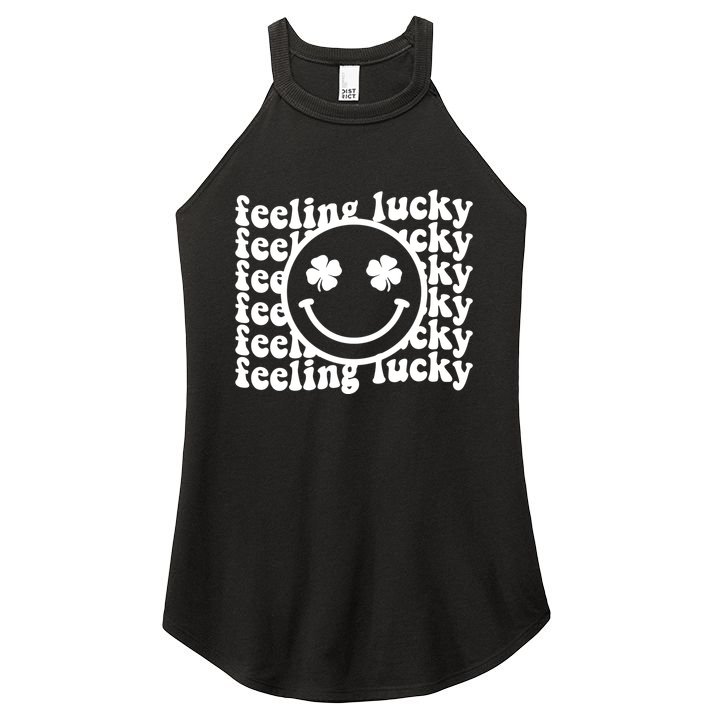 Feeling Lucky Smiley Irish Clover Women's Perfect Tri Rocker Tank