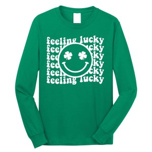 Feeling Lucky Smiley Irish Clover Long Sleeve Shirt