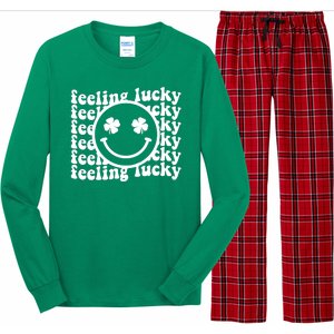 Feeling Lucky Smiley Irish Clover Long Sleeve Pajama Set