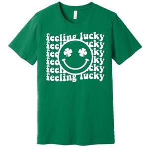 Feeling Lucky Smiley Irish Clover Premium T-Shirt