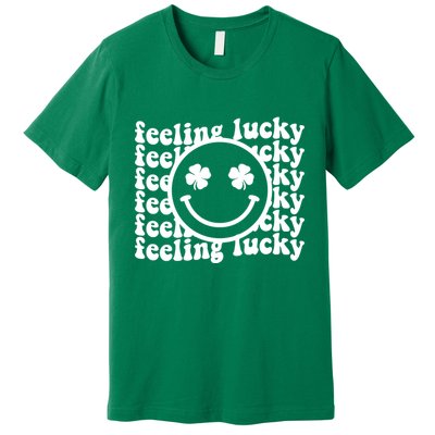 Feeling Lucky Smiley Irish Clover Premium T-Shirt