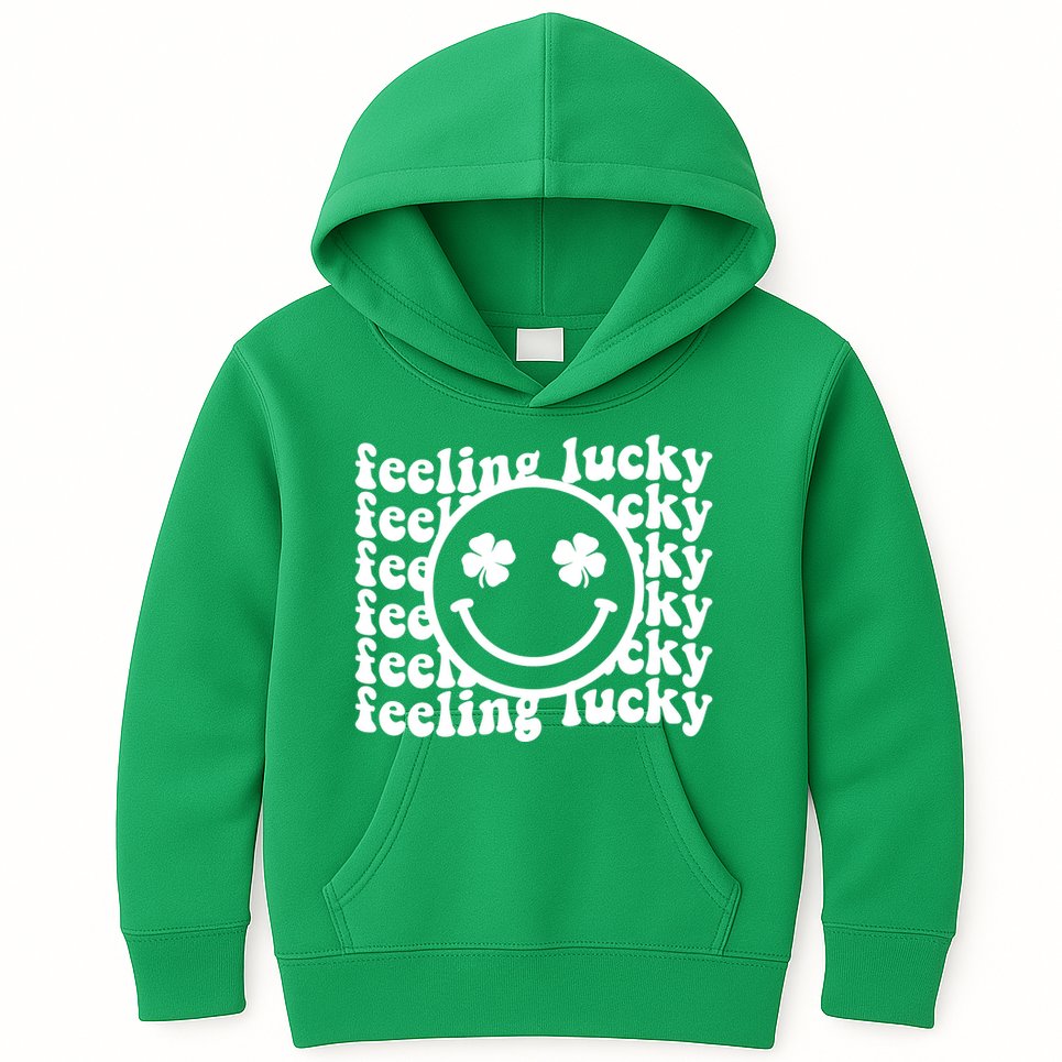 Feeling Lucky Smiley Irish Clover Kids Hoodie