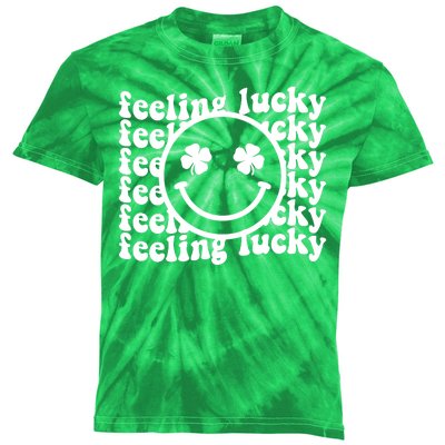 Feeling Lucky Smiley Irish Clover Kids Tie-Dye T-Shirt