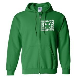 Feeling Lucky Smiley Irish Clover Full Zip Hoodie