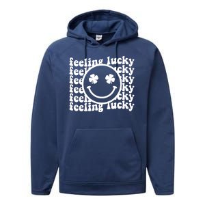 Feeling Lucky Smiley Irish Clover Performance Fleece Hoodie