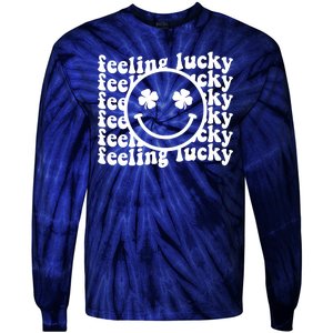 Feeling Lucky Smiley Irish Clover Tie-Dye Long Sleeve Shirt