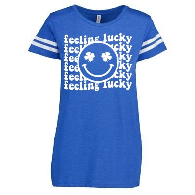 Feeling Lucky Smiley Irish Clover Enza Ladies Jersey Football T-Shirt