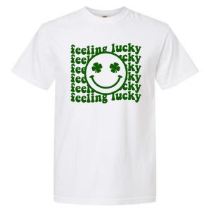 Feeling Lucky Smiley Irish Clover Garment-Dyed Heavyweight T-Shirt