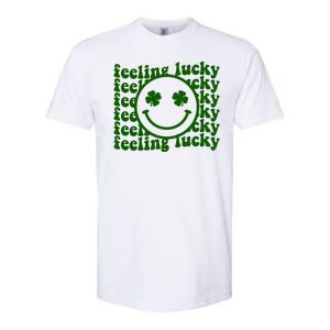 Feeling Lucky Smiley Irish Clover Softstyle CVC T-Shirt