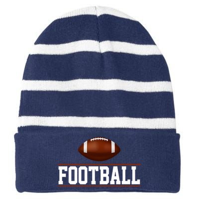 Football Lover Sport Hobby Striped Beanie with Solid Band