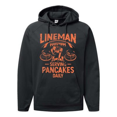 Football Lineman Serving Pancakes Daily Performance Fleece Hoodie