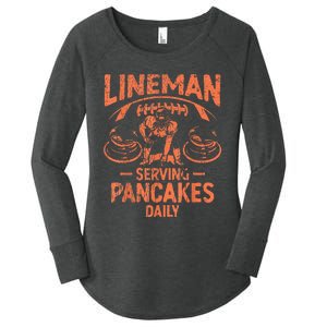 Football Lineman Serving Pancakes Daily Women's Perfect Tri Tunic Long Sleeve Shirt