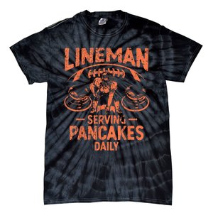 Football Lineman Serving Pancakes Daily Tie-Dye T-Shirt