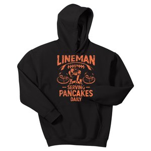 Football Lineman Serving Pancakes Daily Kids Hoodie