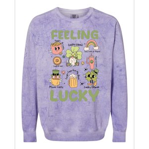 Feeling Lucky St PatrickS Day Lover Funny Drinking Team Colorblast Crewneck Sweatshirt