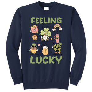 Feeling Lucky St PatrickS Day Lover Funny Drinking Team Tall Sweatshirt