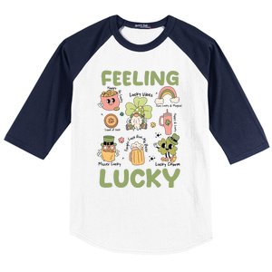 Feeling Lucky St PatrickS Day Lover Funny Drinking Team Baseball Sleeve Shirt