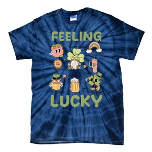 Feeling Lucky St PatrickS Day Lover Funny Drinking Team Tie-Dye T-Shirt