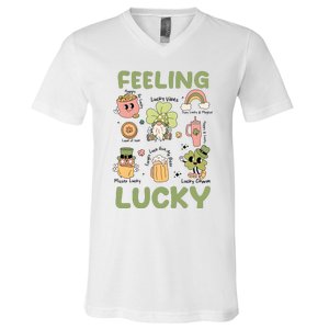 Feeling Lucky St PatrickS Day Lover Funny Drinking Team V-Neck T-Shirt