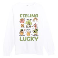 Feeling Lucky St PatrickS Day Lover Funny Drinking Team Premium Crewneck Sweatshirt