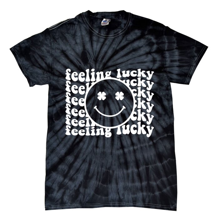 Feeling Lucky St Patricks Day Smile Face Emoji Tie-Dye T-Shirt