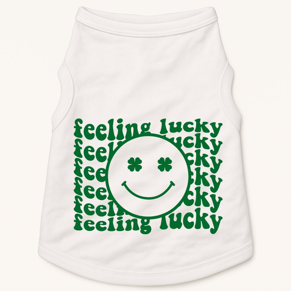 Feeling Lucky St Patricks Day Smile Face Emoji Doggie Tank