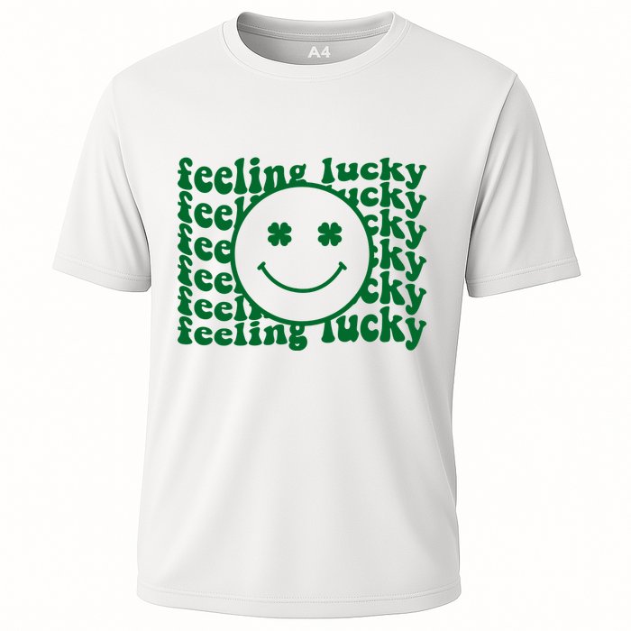 Feeling Lucky St Patricks Day Smile Face Emoji Cooling Performance Crew T-Shirt