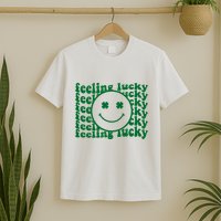 Feeling Lucky St Patricks Day Smile Face Emoji T-Shirt