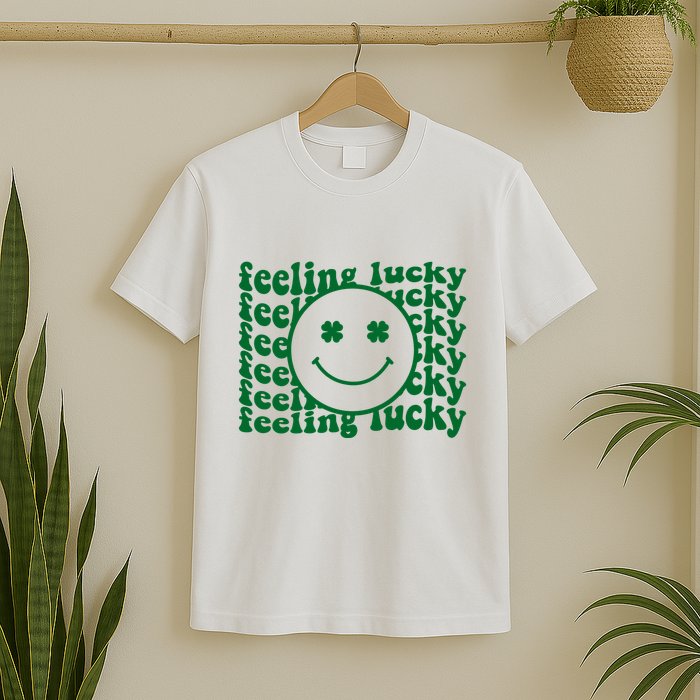 Feeling Lucky St Patricks Day Smile Face Emoji T-Shirt