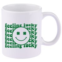 Feeling Lucky St Patricks Day Smile Face Emoji 11oz C Handle Ceramic Mug