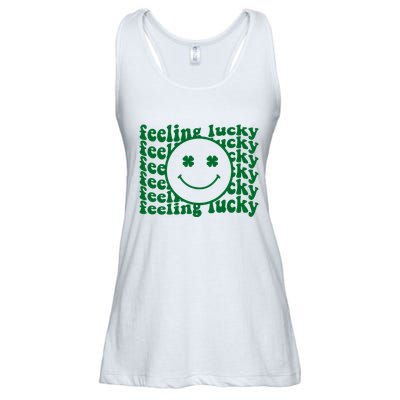 Feeling Lucky St Patricks Day Smile Face Emoji Ladies Essential Flowy Tank