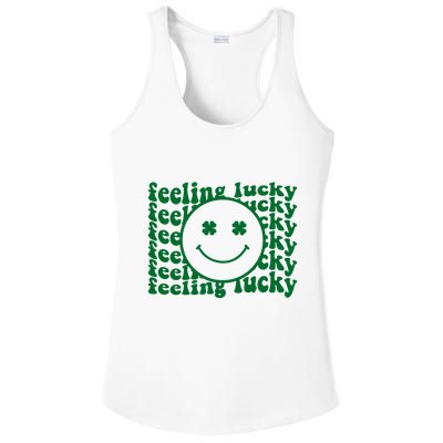 Feeling Lucky St Patricks Day Smile Face Emoji Ladies PosiCharge Competitor Racerback Tank